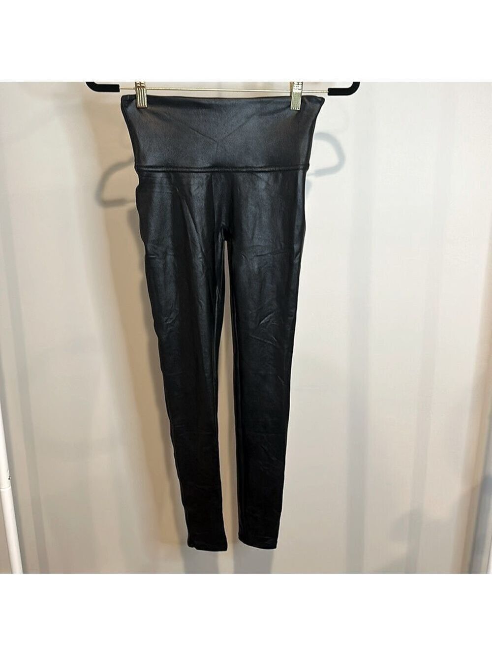 SPANX Faux Leather High-Waist Shaping Leggings Black Size Medium